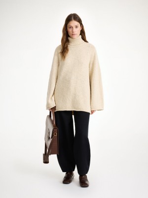 Dzianina By Malene Birger Charice Wool Sweater Oyster Gray | PL_BB19705