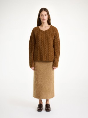 Dzianina By Malene Birger Cierra Cable-knit Sweater Bison | PL_BB39540