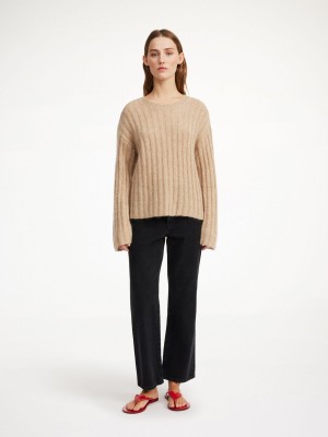 Dzianina By Malene Birger Cierra Ribbed Sweater Beżowe | PL_BB10126