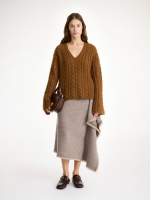 Dzianina By Malene Birger Cimone Cable-knit Sweater Bison | PL_BB81739