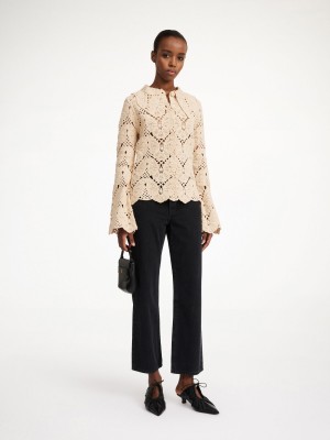 Dzianina By Malene Birger Gwenevere Crochet Shirt Oyster Gray | PL_BB15021