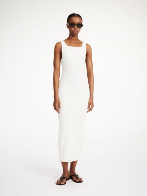 Dzianina By Malene Birger Milelo Maxi Dress Białe | PL_BB81260