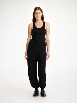 Dzianina By Malene Birger Tevana High-waisted Trousers Czarne | PL_BB75236