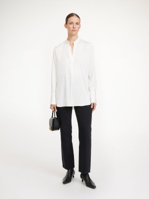 Koszule By Malene Birger Mabillon Silk Białe | PL_BB31268