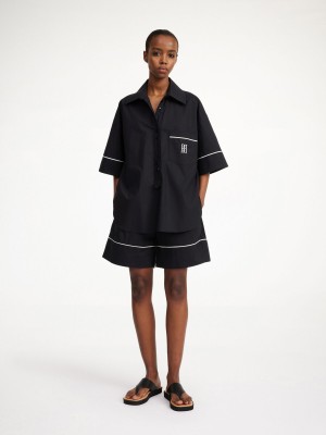 Najfatalniejszy By Malene Birger Mallias Organic Cotton Shirt Czarne | PL_BB13313