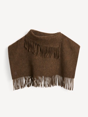 Szaliki By Malene Birger Turtla Wool Fringe Bib Shitake | PL_BB26847