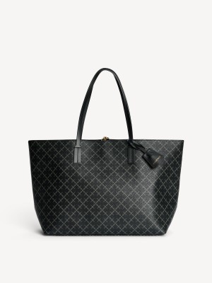 Torby By Malene Birger Abigail Printed Tote Charcoal | PL_BB69652