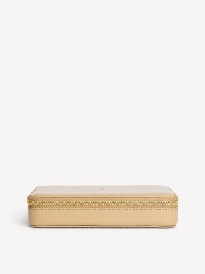 Torby kosmetyczne By Malene Birger Aya Cher Leather Jewellery Case Sand | PL_BB54839