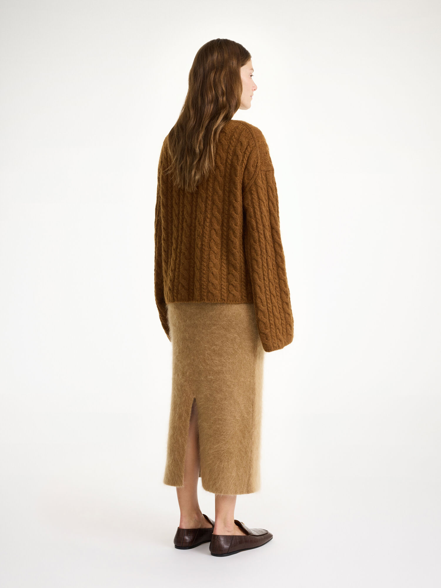 Dzianina By Malene Birger Cierra Cable-knit Sweater Bison | PL_BB39540