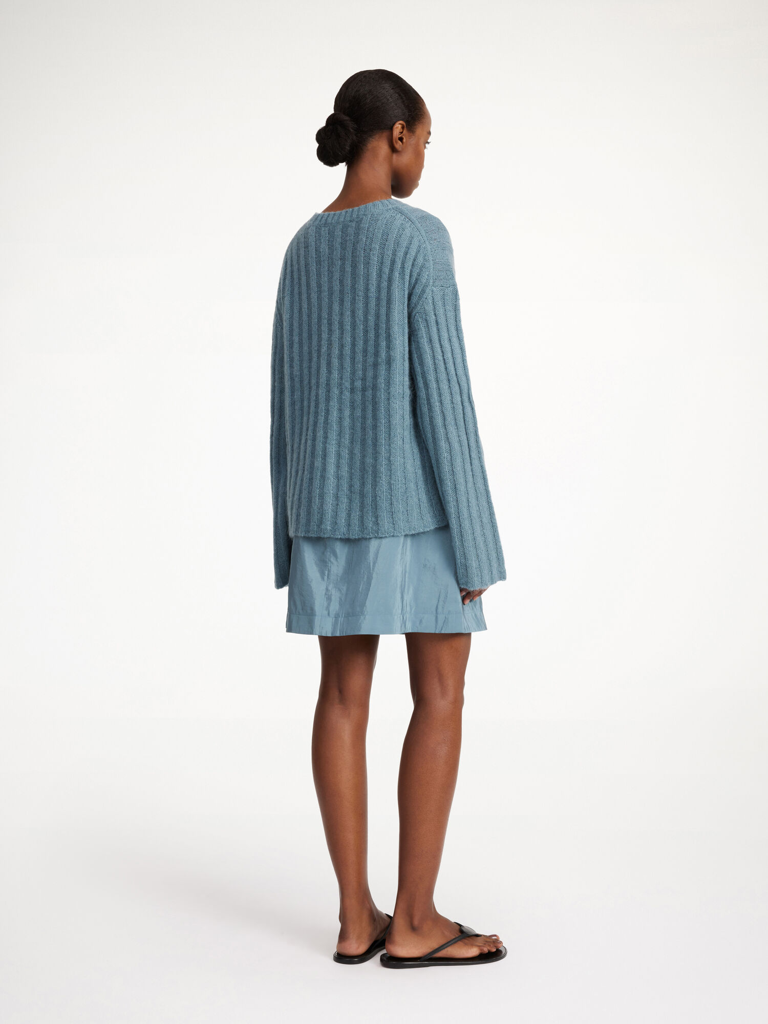 Dzianina By Malene Birger Cierra Ribbed Sweater Cool Water | PL_BB19138