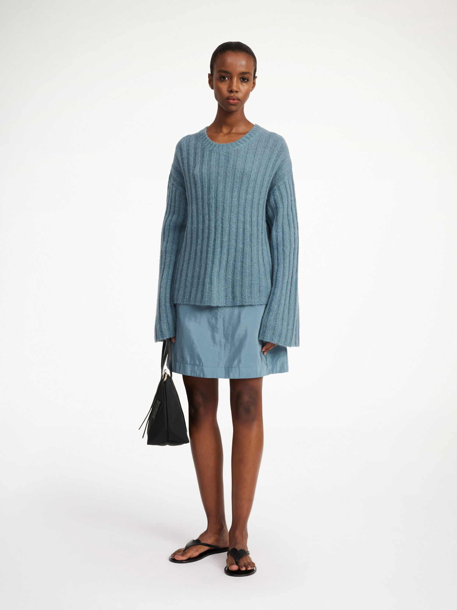 Dzianina By Malene Birger Cierra Ribbed Sweater Cool Water | PL_BB19138