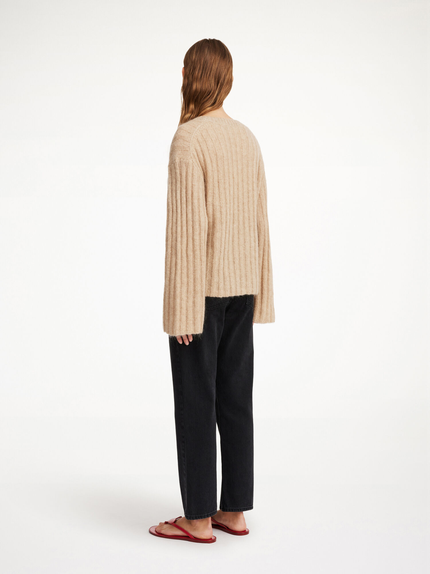 Dzianina By Malene Birger Cierra Ribbed Sweater Beżowe | PL_BB10126