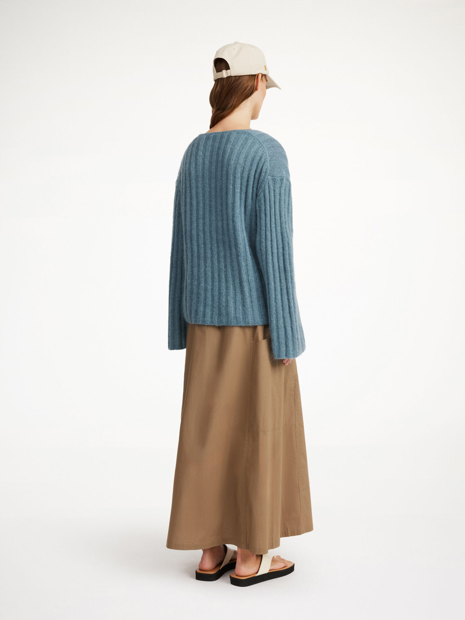 Dzianina By Malene Birger Cimone Ribbed Sweater Cool Water | PL_BB32105