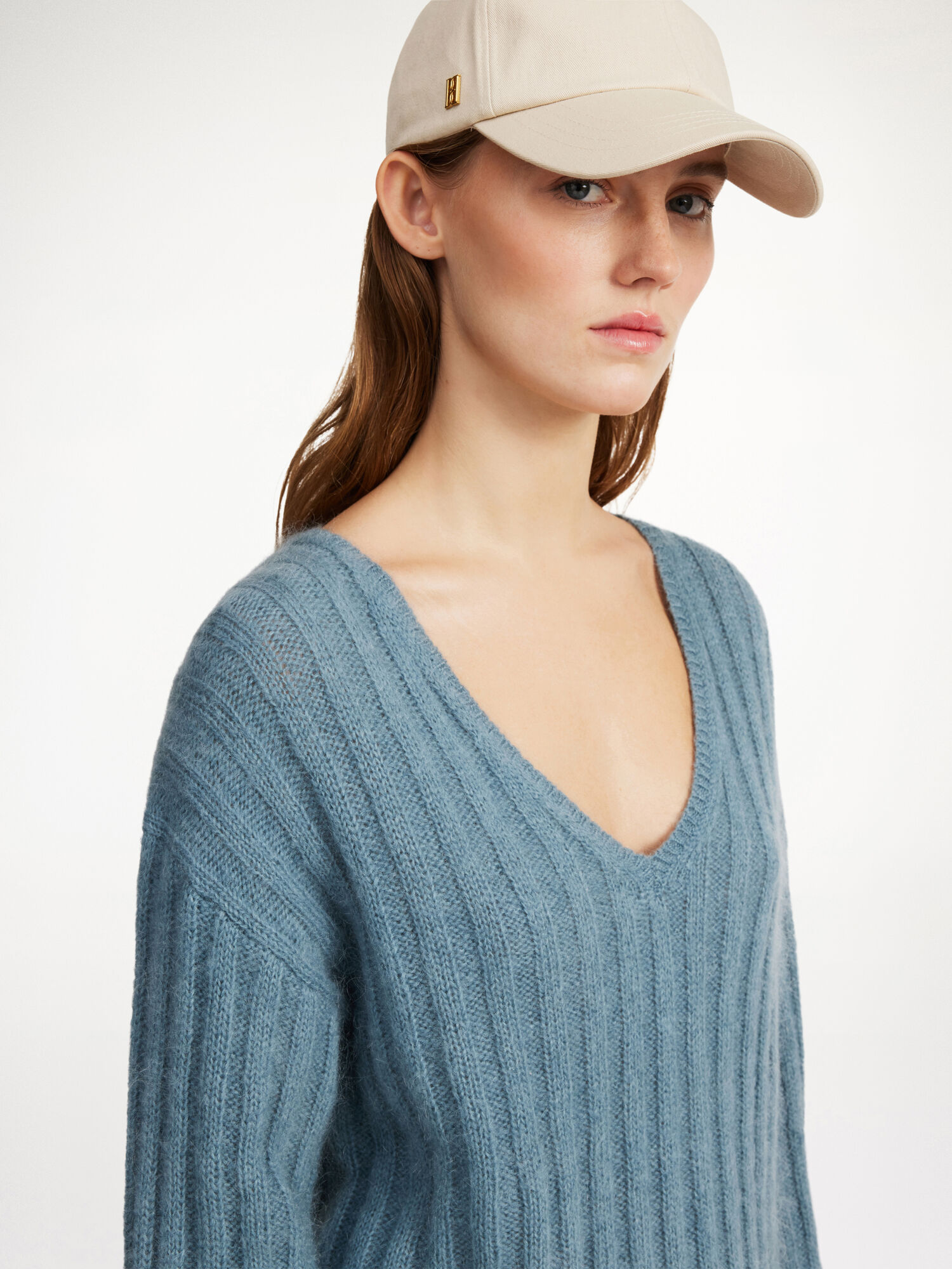 Dzianina By Malene Birger Cimone Ribbed Sweater Cool Water | PL_BB32105