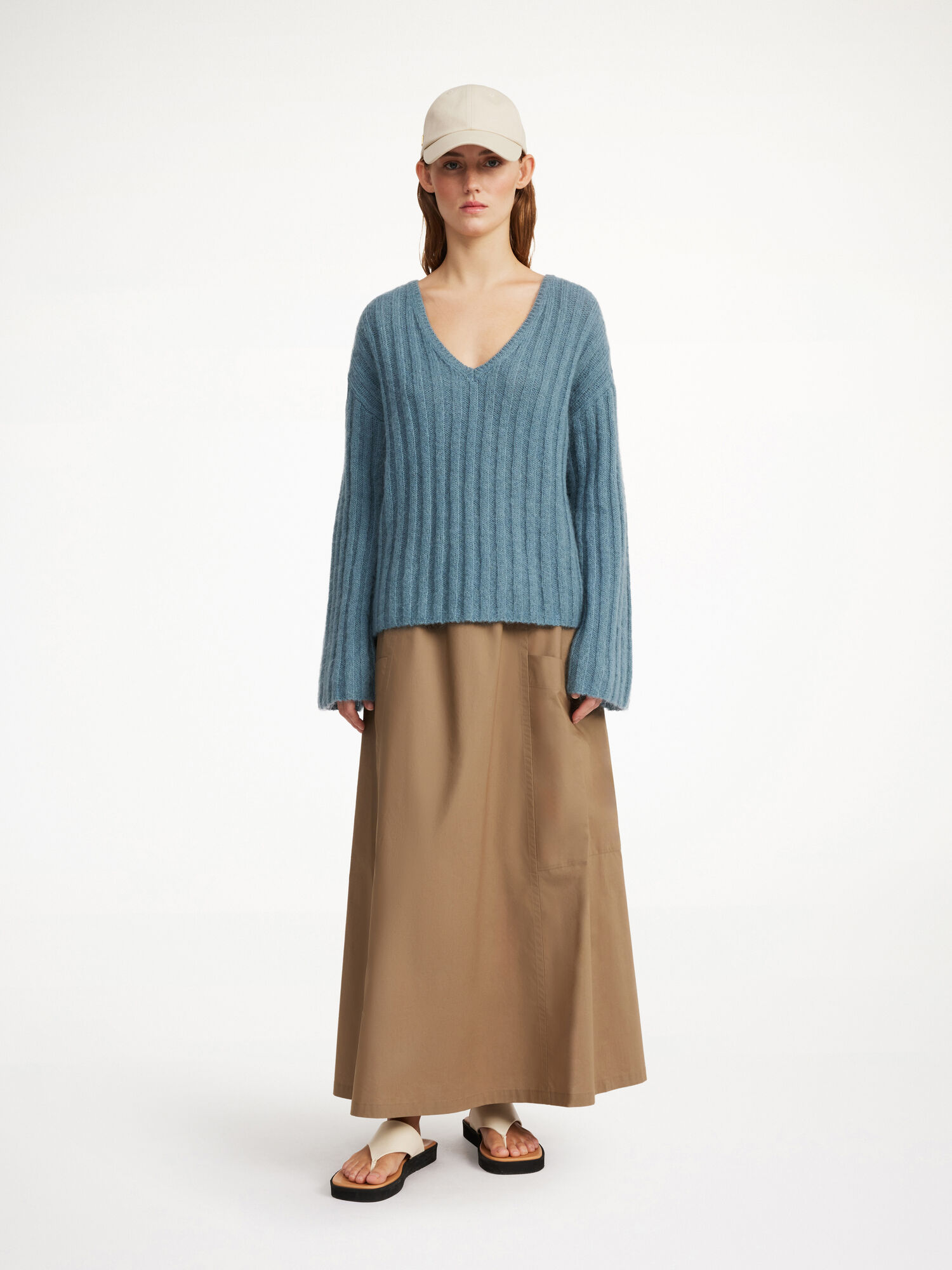 Dzianina By Malene Birger Cimone Ribbed Sweater Cool Water | PL_BB32105