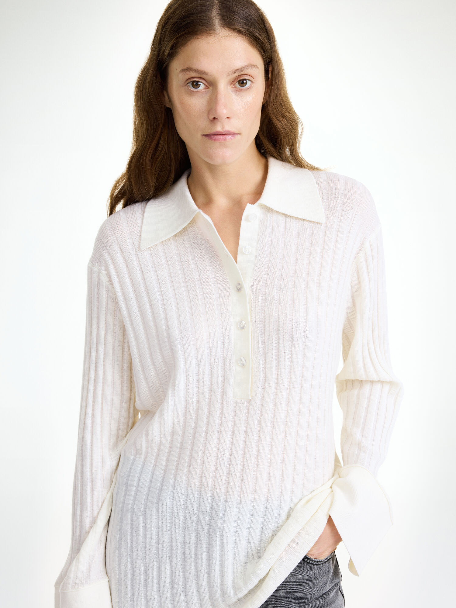 Dzianina By Malene Birger Delphine Merino Wool Sweater Białe | PL_BB70406