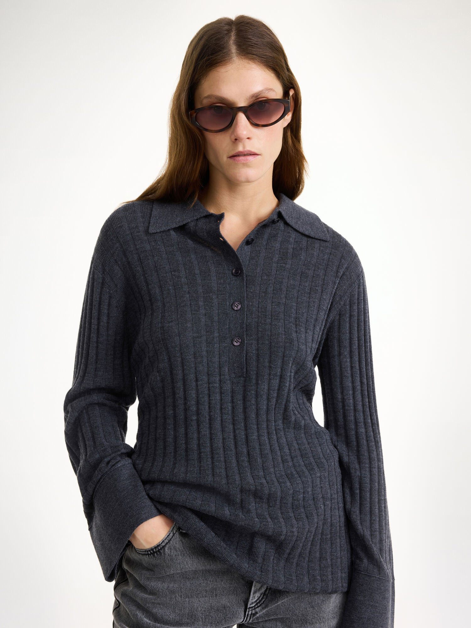 Dzianina By Malene Birger Delphine Merino Wool Sweater Szare | PL_BB17666