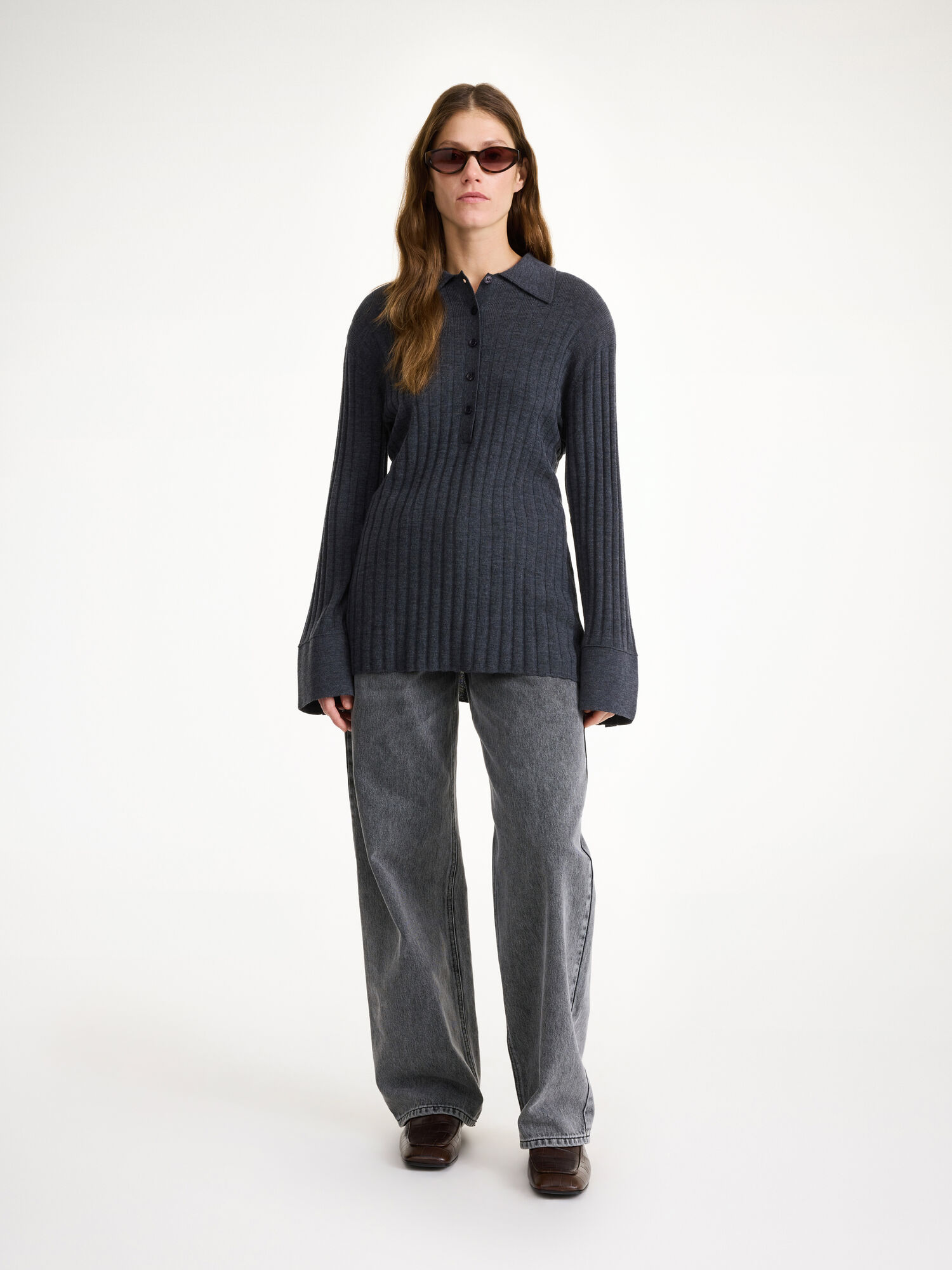 Dzianina By Malene Birger Delphine Merino Wool Sweater Szare | PL_BB17666