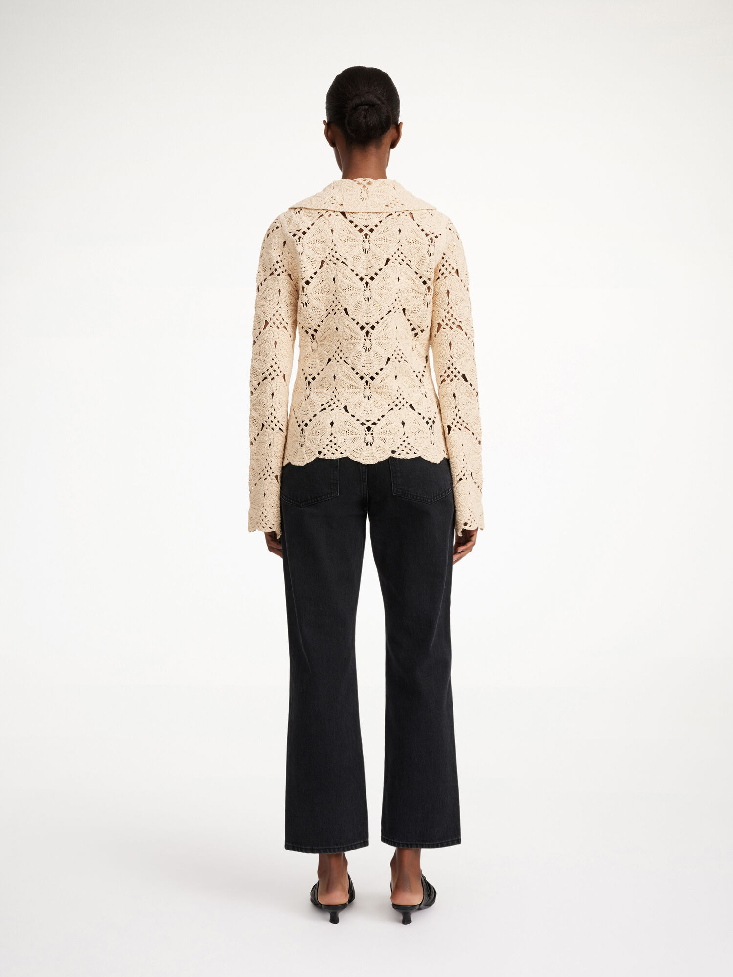 Dzianina By Malene Birger Gwenevere Crochet Shirt Oyster Gray | PL_BB15021