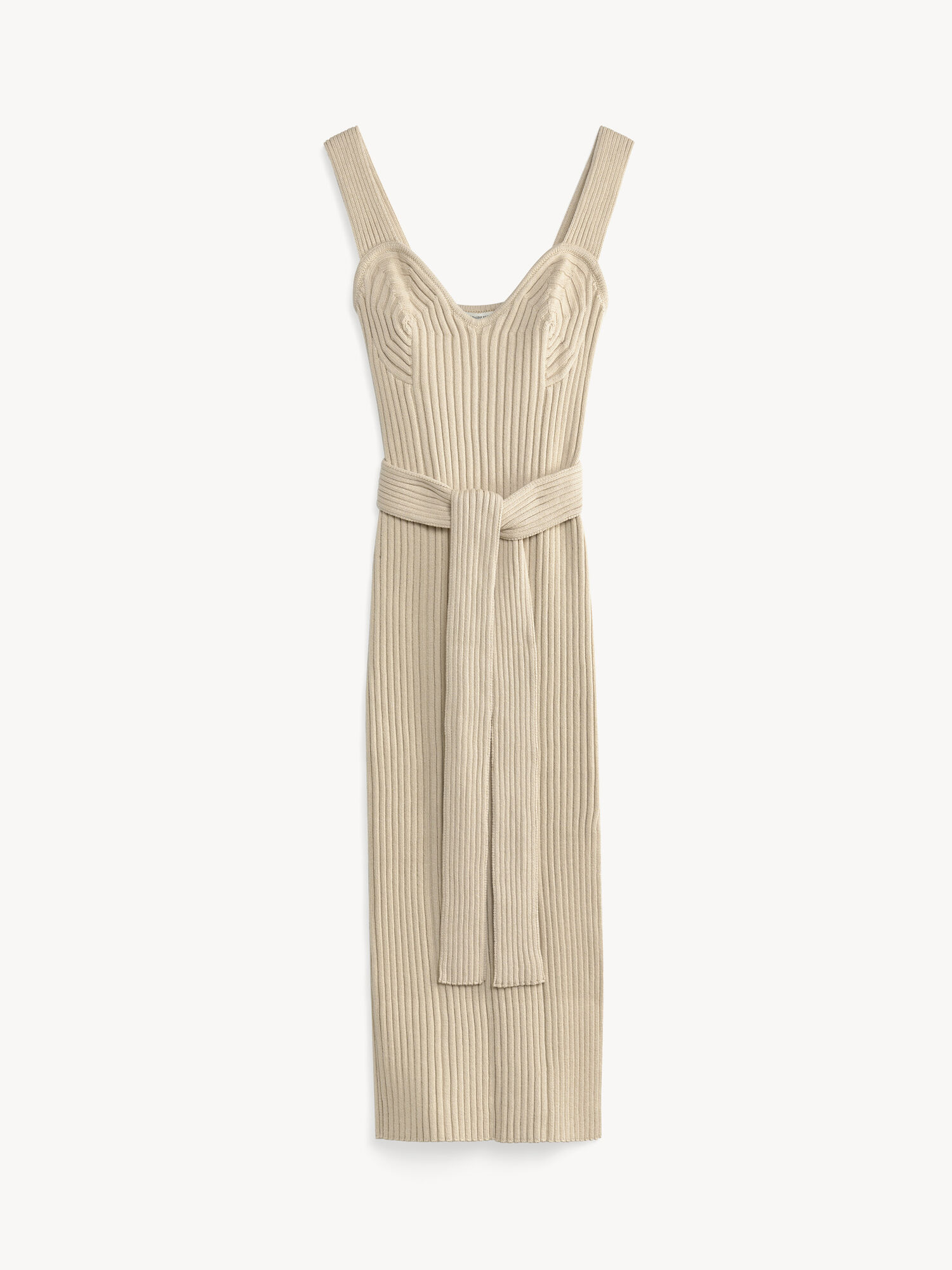 Dzianina By Malene Birger Honeya Ribbed Maxi Dress Oyster Gray | PL_BB90162