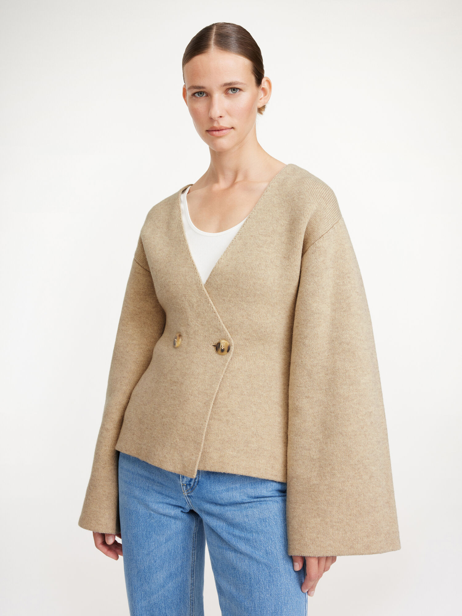 Dzianina By Malene Birger Tinley Wool Cardigan Beżowe | PL_BB89959