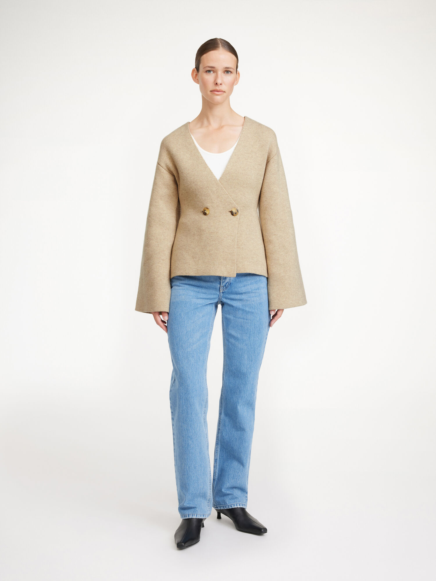 Dzianina By Malene Birger Tinley Wool Cardigan Beżowe | PL_BB89959