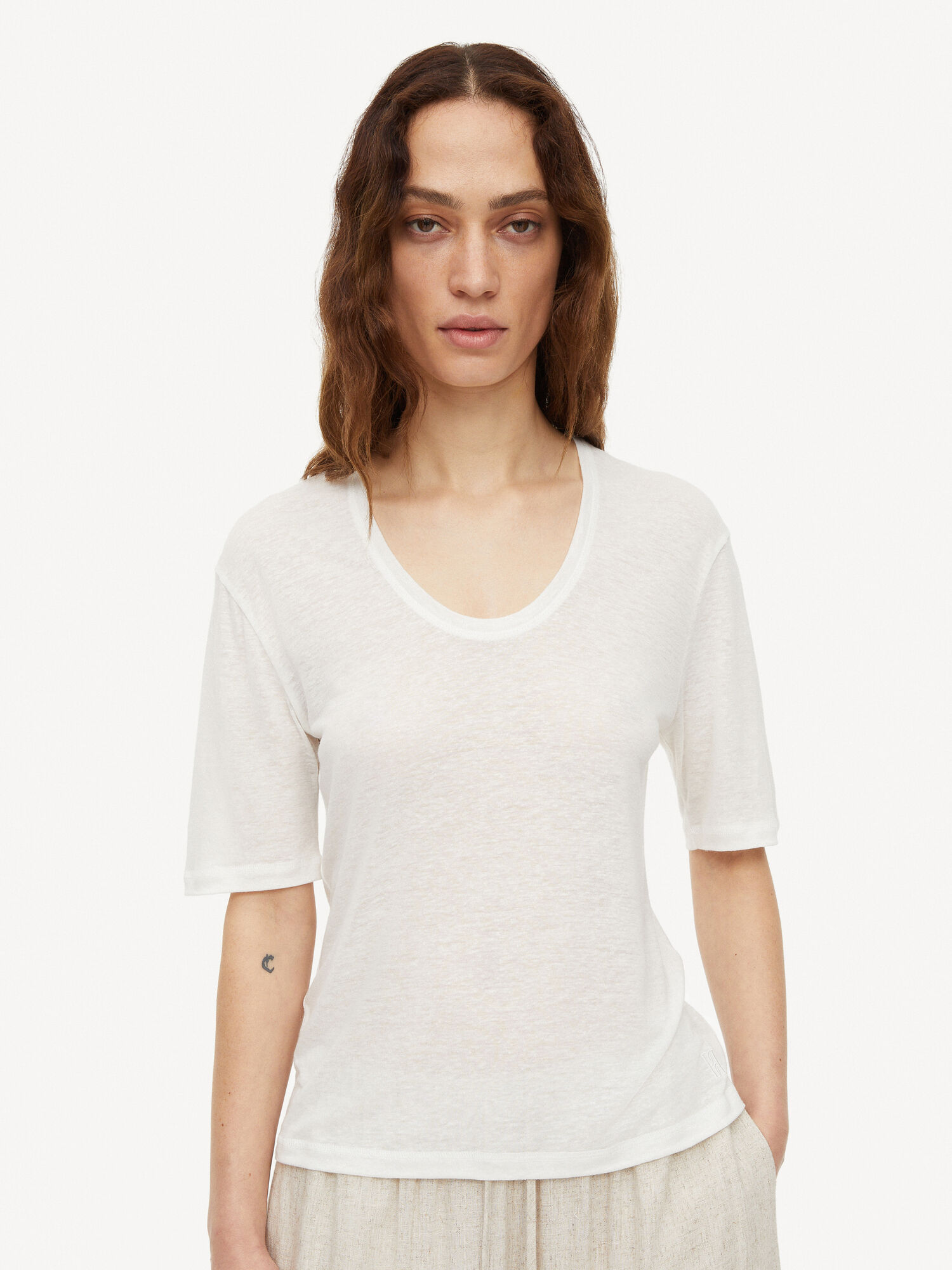 Najfatalniejszy By Malene Birger Amaringa T-shirt Białe | PL_BB32722