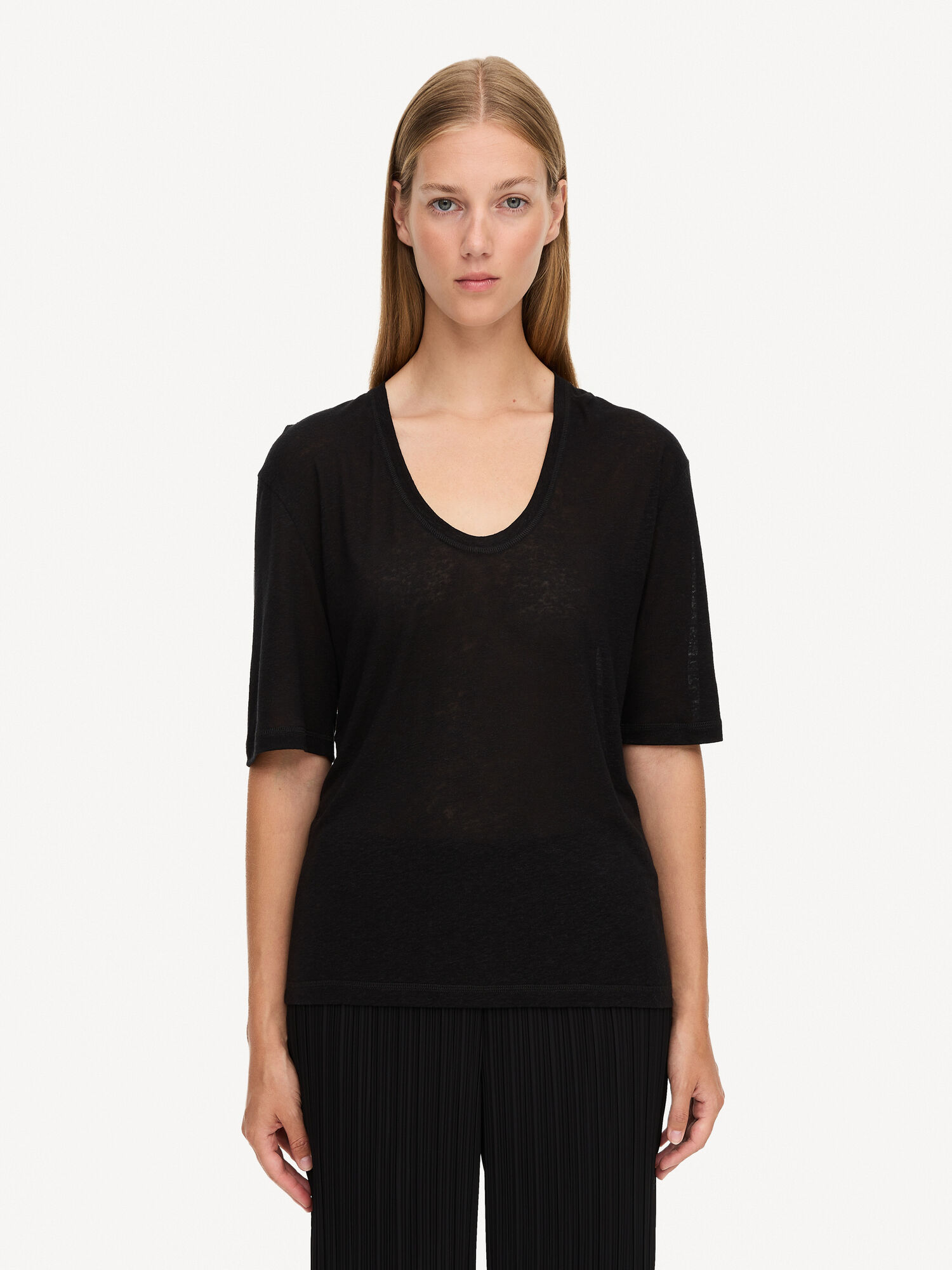 Najfatalniejszy By Malene Birger Amaringa T-shirt Czarne | PL_BB68000