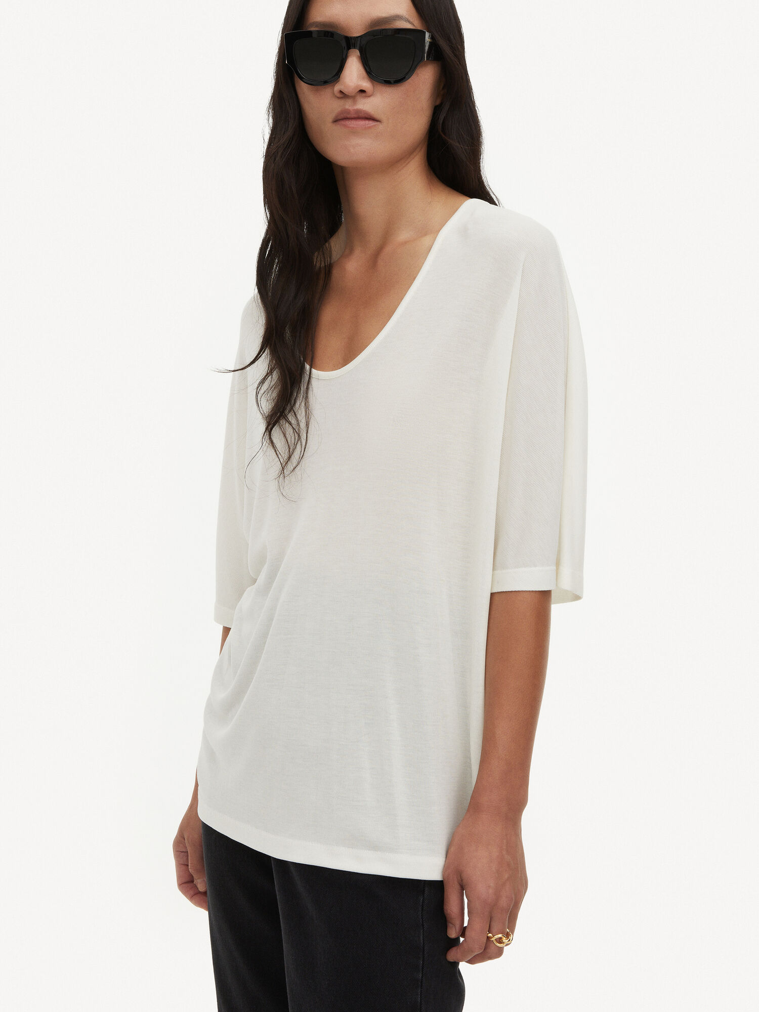 Najfatalniejszy By Malene Birger Cevina Oversized T-shirt Białe | PL_BB39738