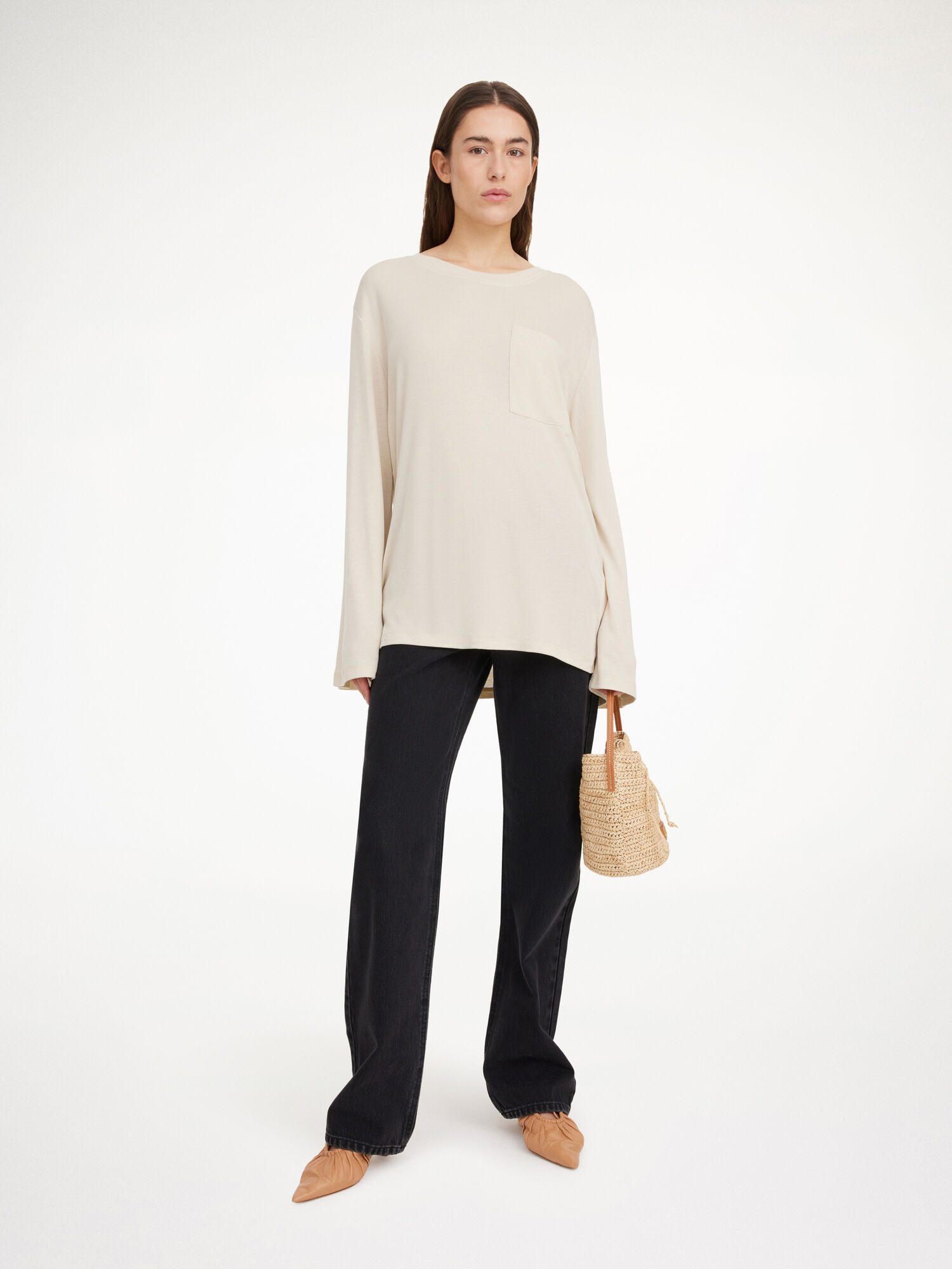 Najfatalniejszy By Malene Birger Fayeh Oversized Longsleeve Oyster Gray | PL_BB52403