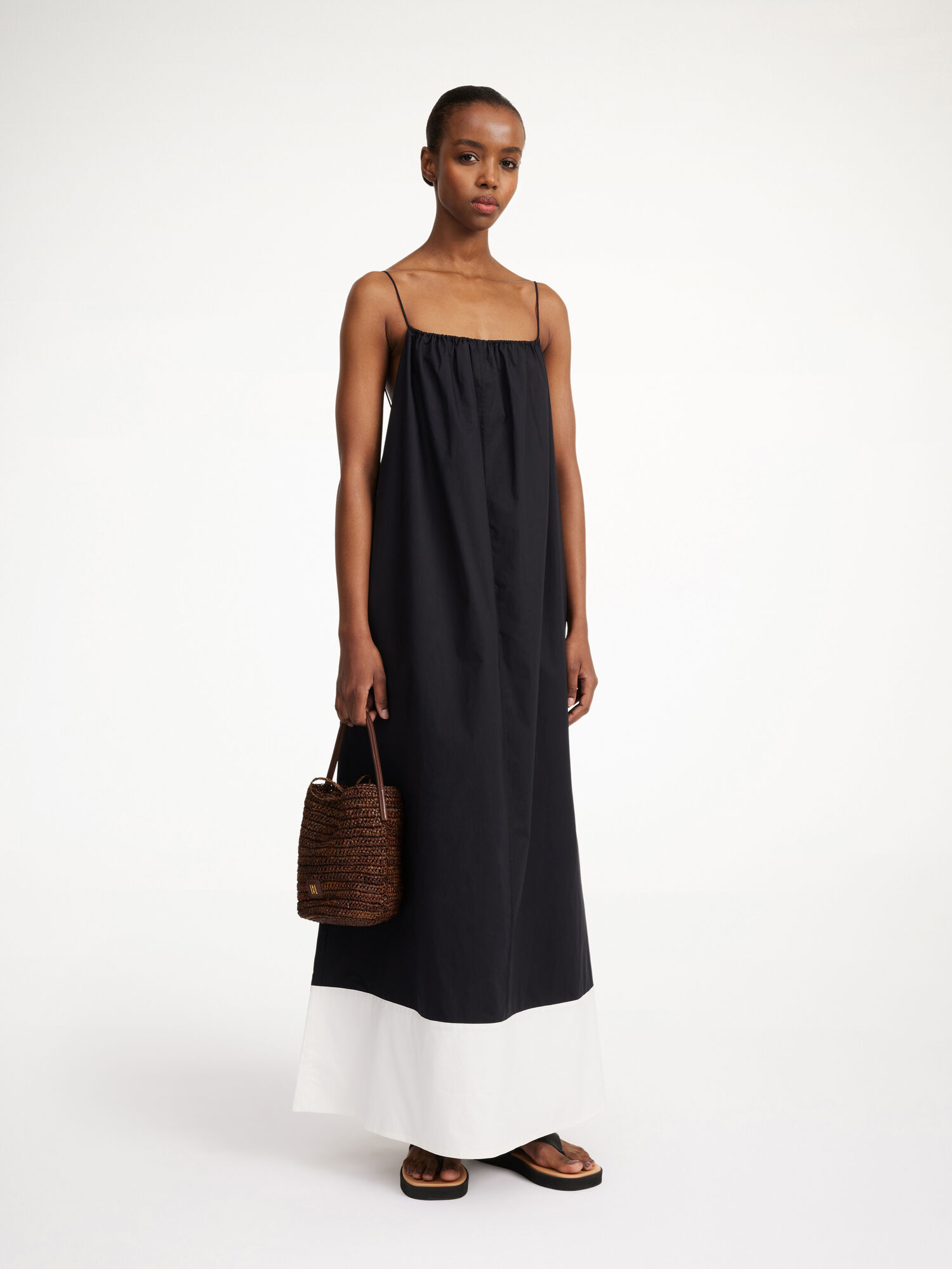 Sukienka By Malene Birger Lanney Organic Cotton Maxi Paski Czarne Białe | PL_BB58637