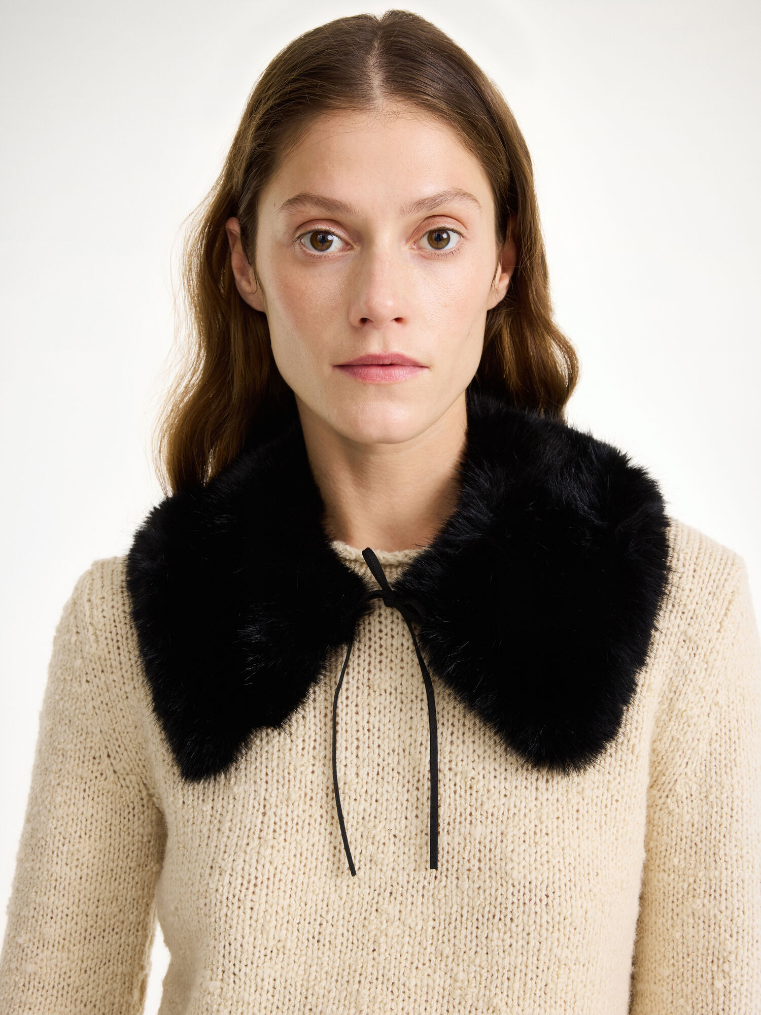 Szaliki By Malene Birger Cowie Faux Fur Collar Czarne | PL_BB77224